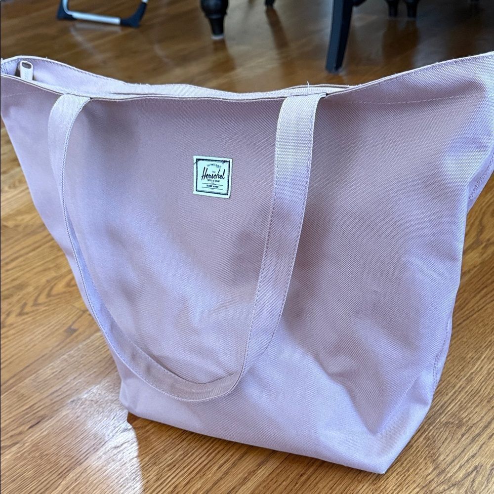 Herschel Canvas Tote Bag Mauve Pink Zip Top Laptop Work Travel Shoulder Bag